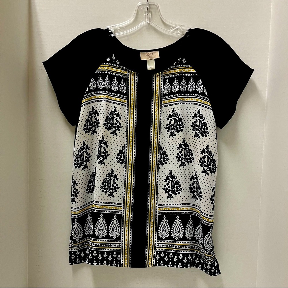 Loft Outlet Petite Navy Color Block Blouse in XSP